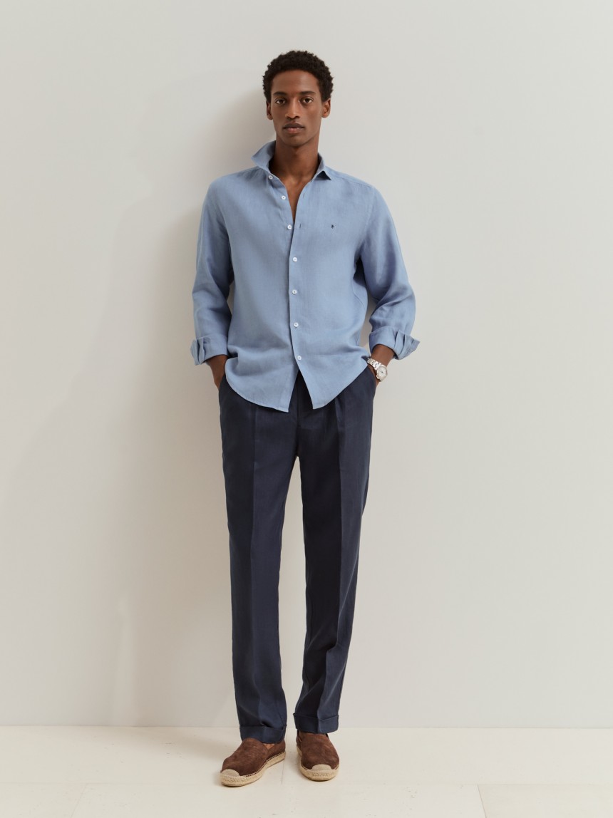 Camisa slim fit em linho