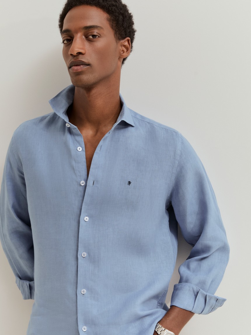 Camisa slim fit em linho