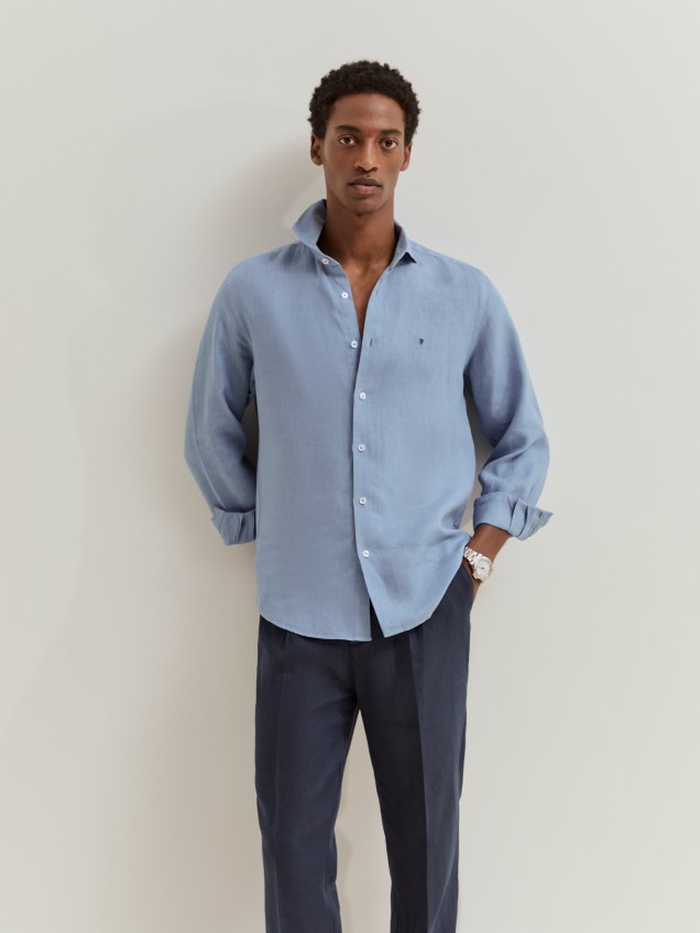 Camisa slim fit em linho