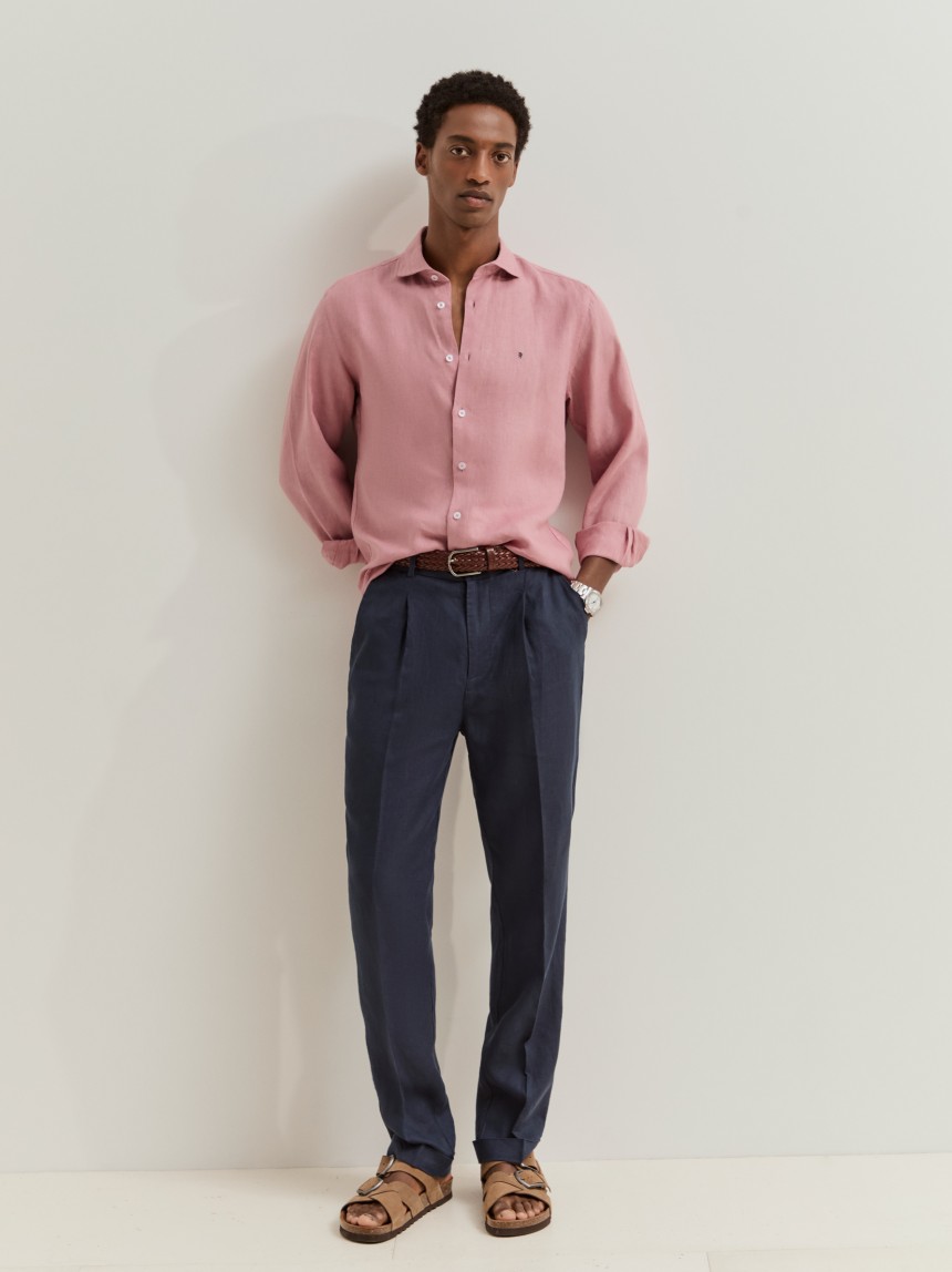 Camisa slim fit em linho