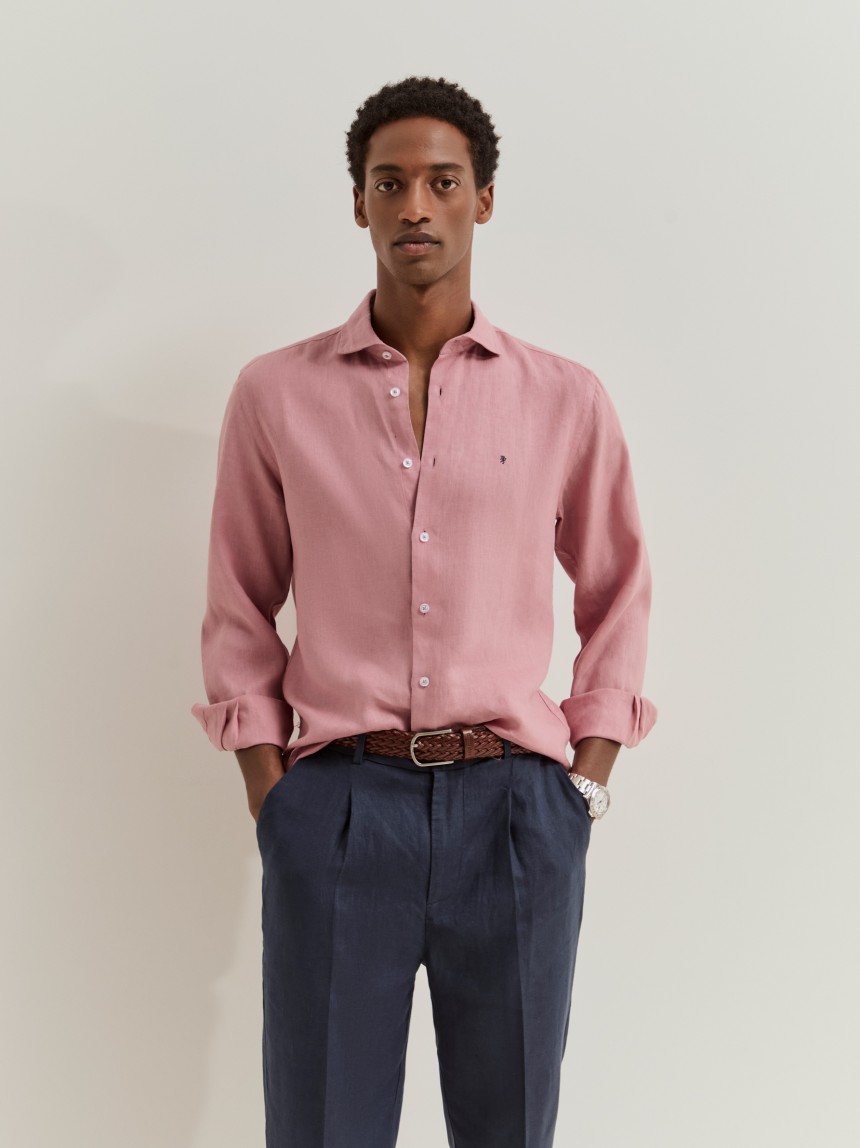 Camisa slim fit em linho