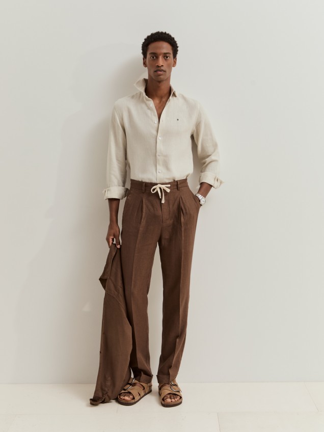 Camisa slim fit em linho