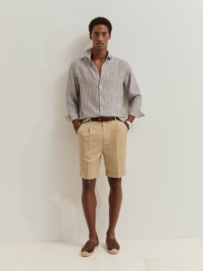 Camisa slim fit em linho