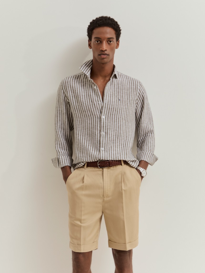 Camisa slim fit em linho
