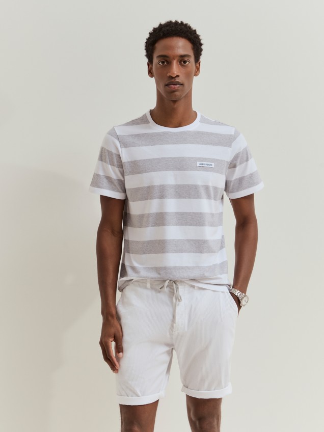T-shirt de algodão às riscas