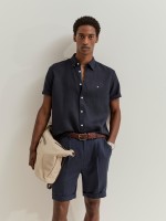 Short-sleeved linen shirt
