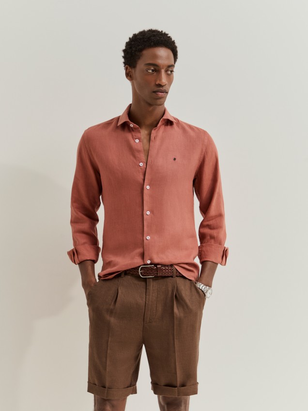 Camisa slim fit em linho