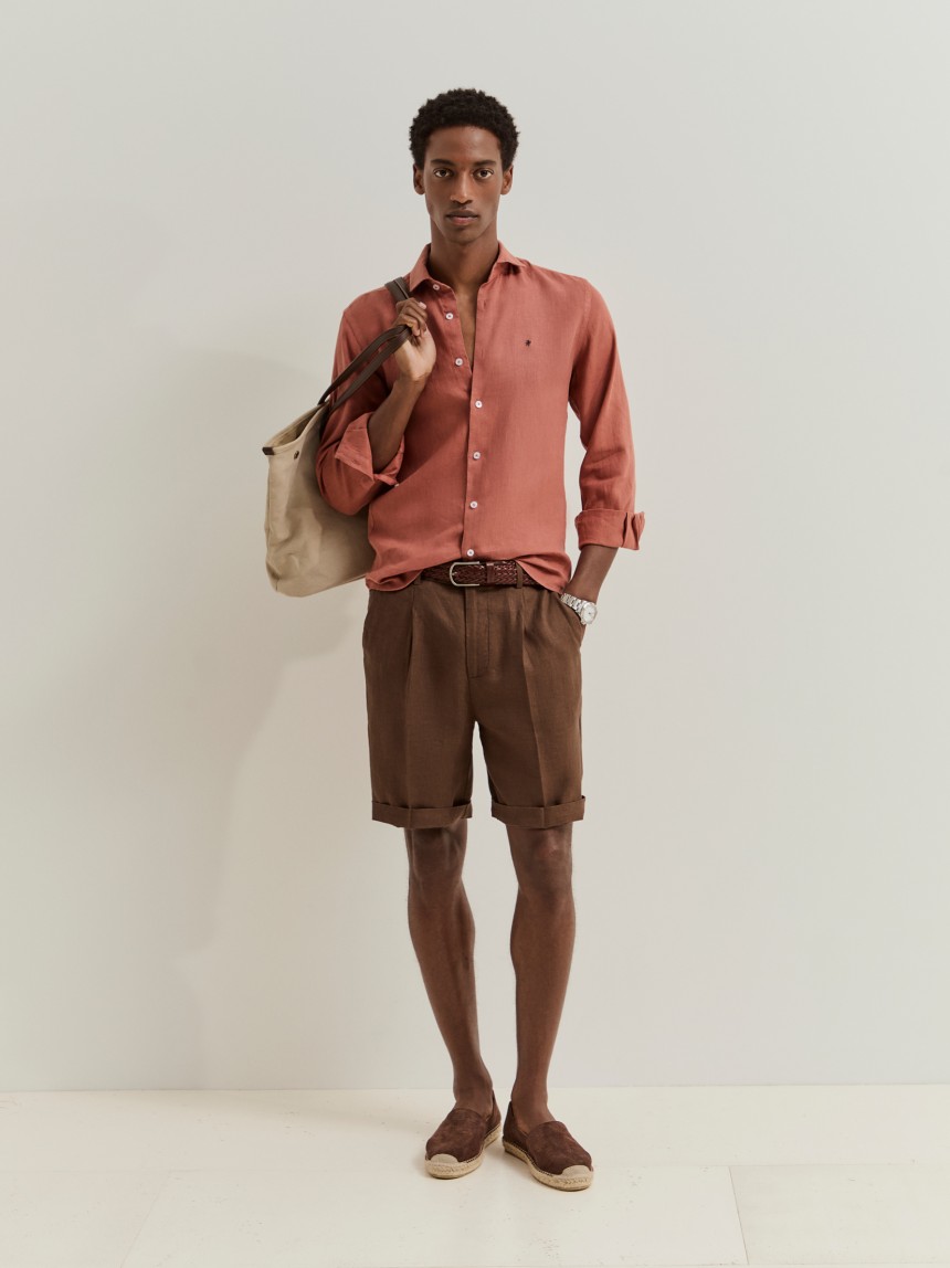 Camisa slim fit em linho