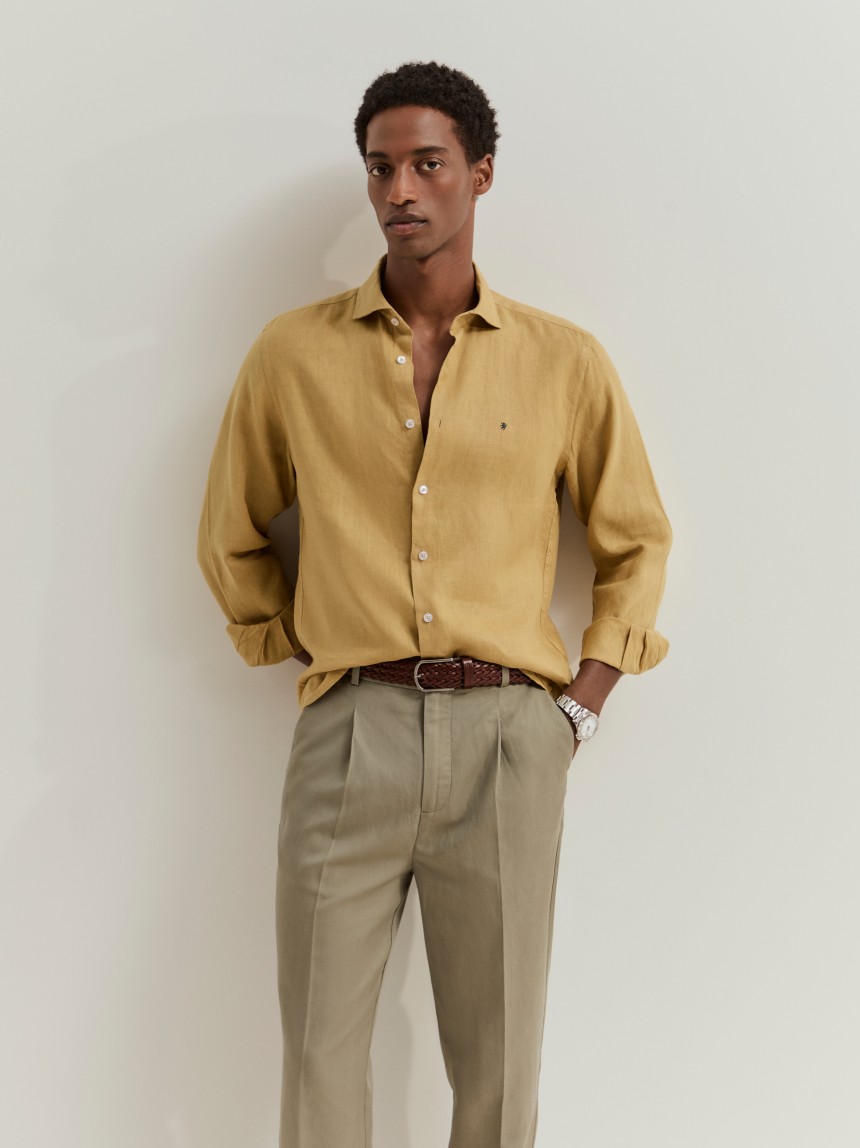 Camisa slim fit em linho