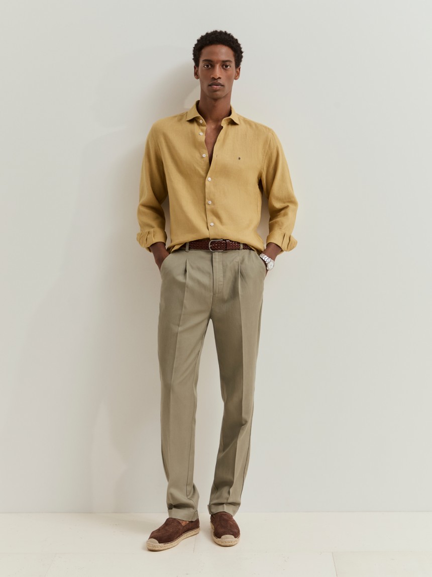 Camisa slim fit em linho