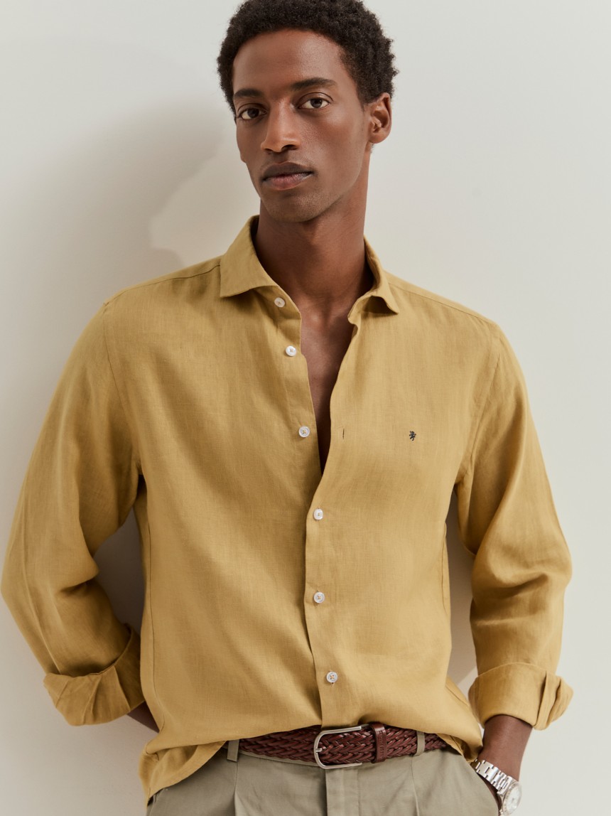 Camisa slim fit em linho