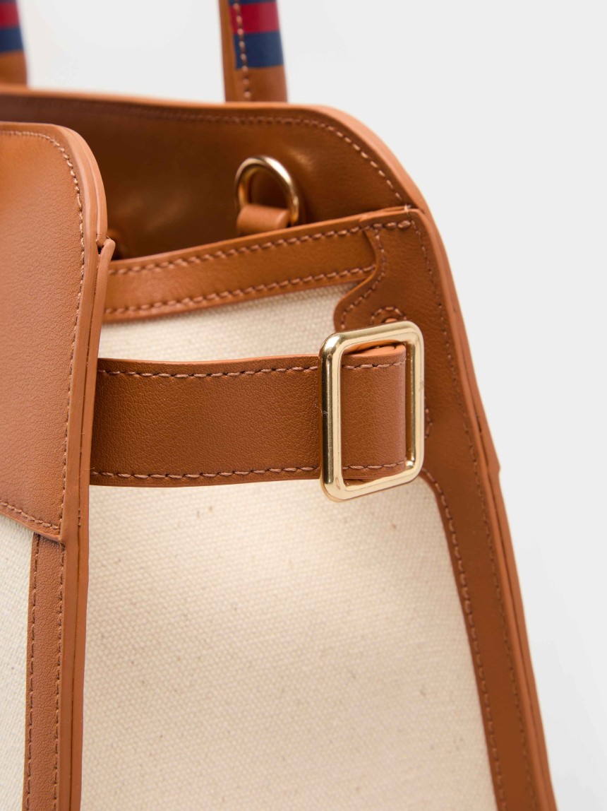 City bag in canvas and leather