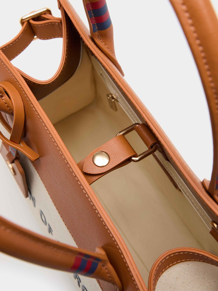 City bag in canvas and leather