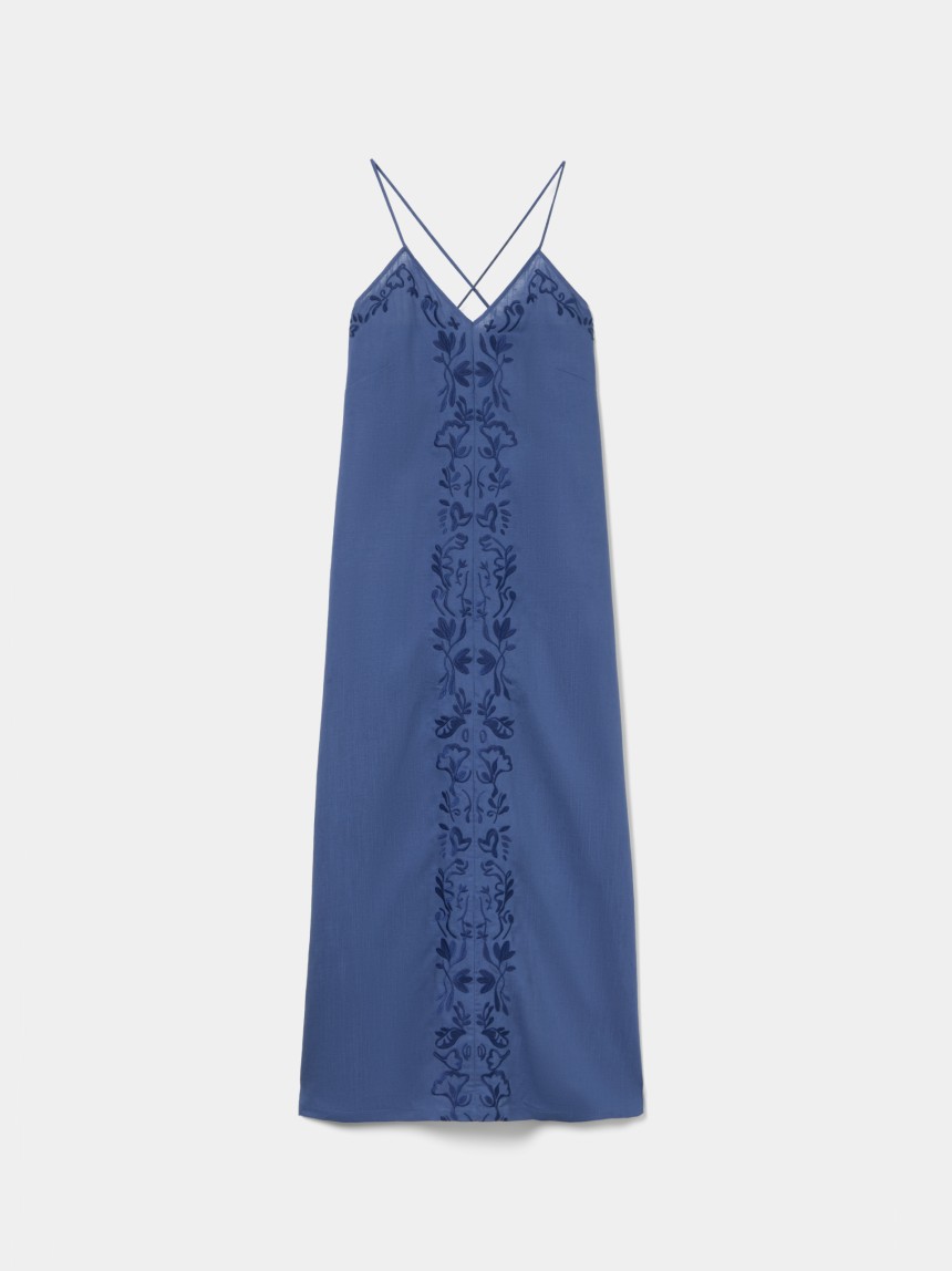 Vestido de al�as em liocel e linho