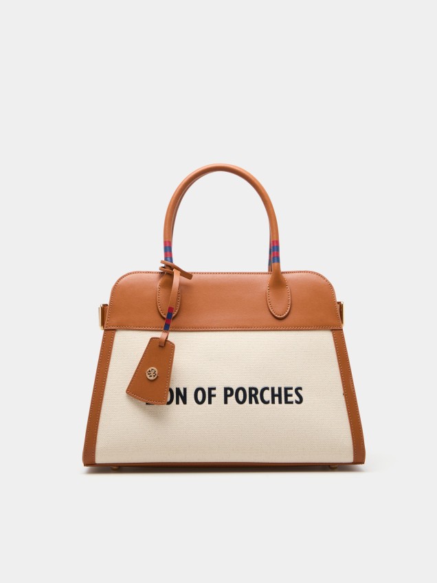 City bag in canvas and leather