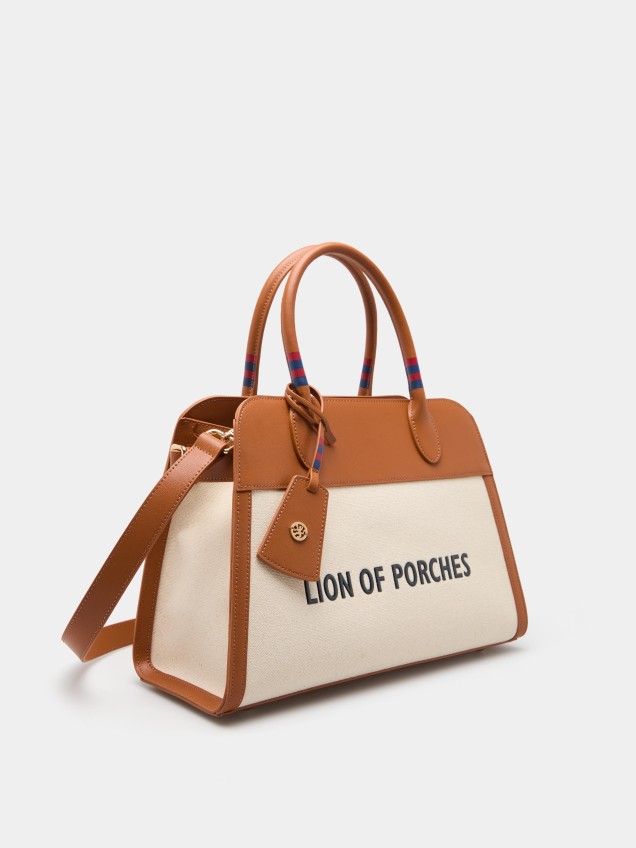 City bag in canvas and leather