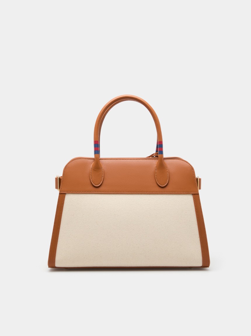 City bag in canvas and leather