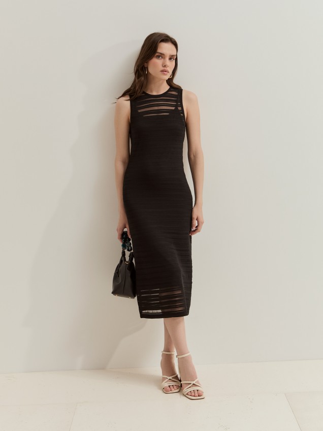 Vestido midi semitransparente