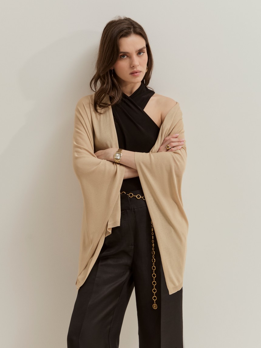 Asymmetric draped cardigan