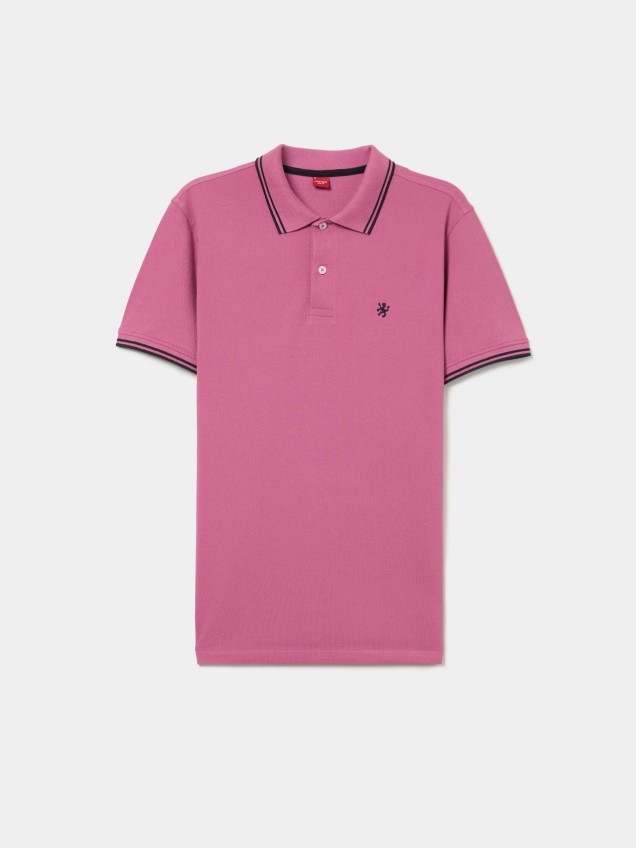 Polo piqué slim fit com riscas