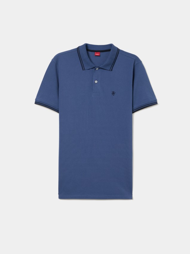 Polo piqué slim fit com riscas
