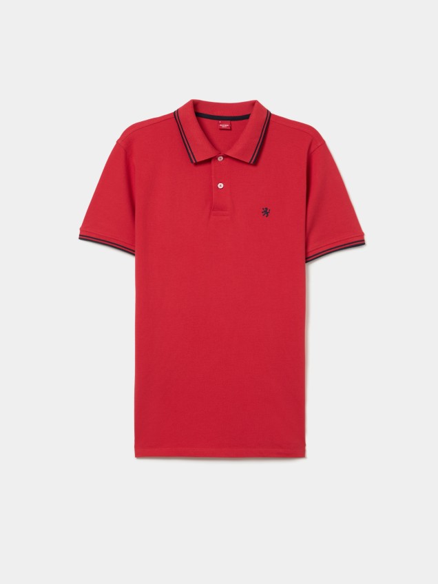 Polo de piqu� a rayas de corte ajustado