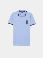 Polo piqu� com riscas e estampado