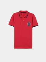 Polo piqu� com riscas e estampado