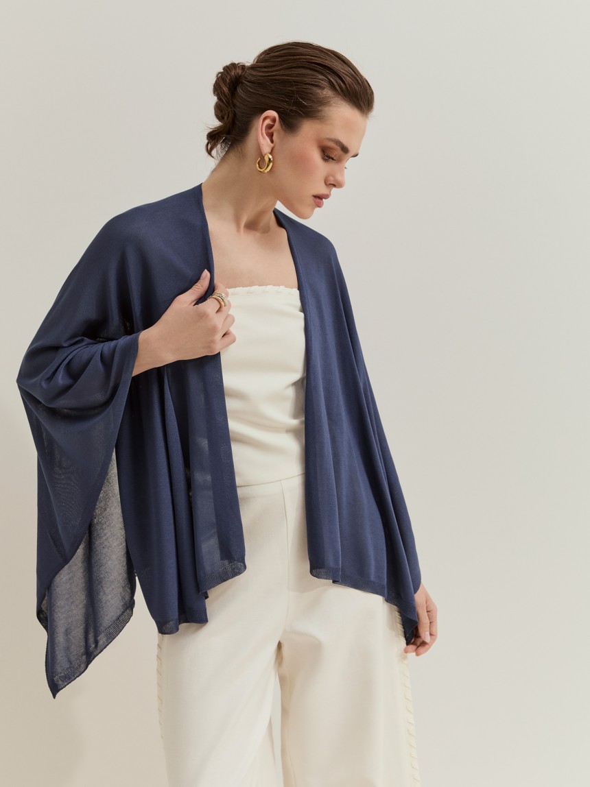 Asymmetric draped cardigan