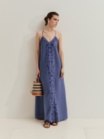 Vestido de al�as em liocel e linho