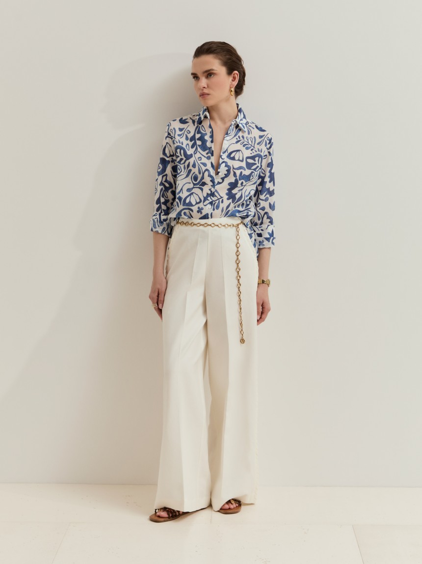 Printed ramie shirt