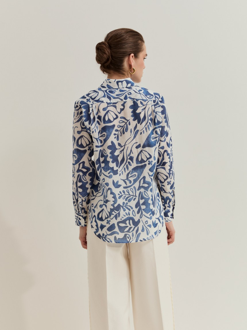 Printed ramie shirt