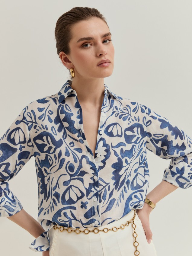 Printed ramie shirt