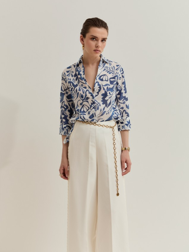 Printed ramie shirt