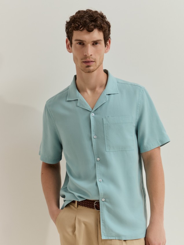 Short-sleeved shirt in lyocell and linen
