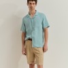 Short-sleeved shirt in lyocell and linen