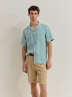 Short-sleeved shirt in lyocell and linen