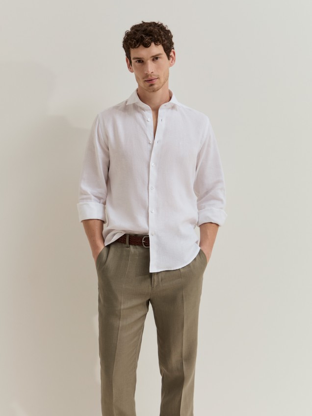 Camisa slim fit em linho