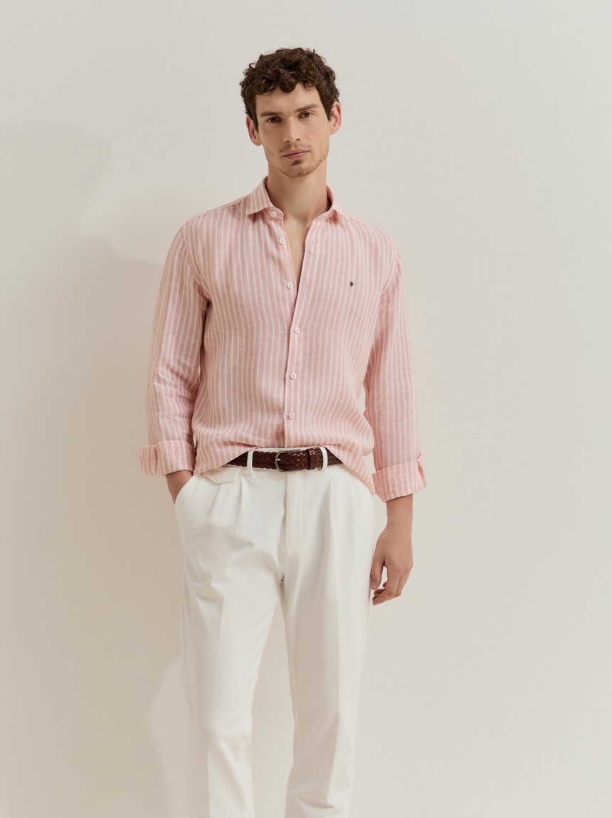 Camisa slim fit em linho