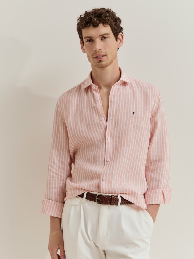 Camisa slim fit em linho
