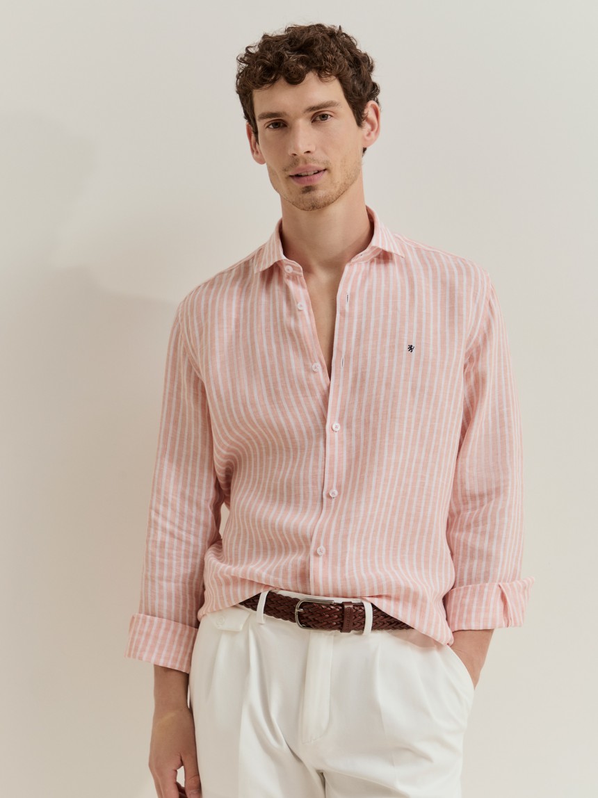 Camisa slim fit em linho