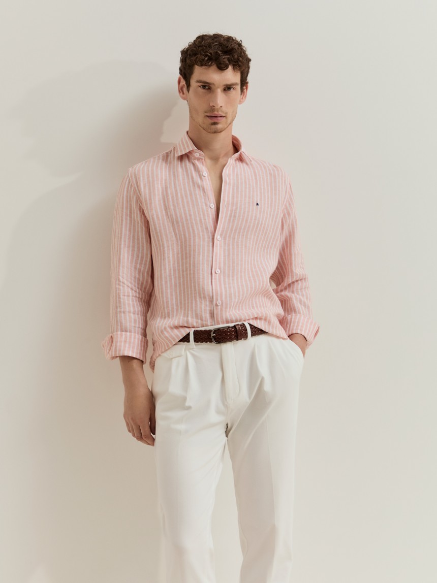 Camisa slim fit em linho