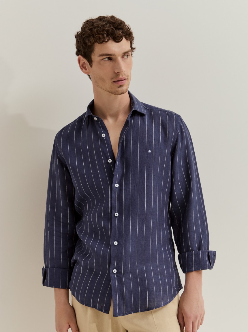 Camisa slim fit em linho