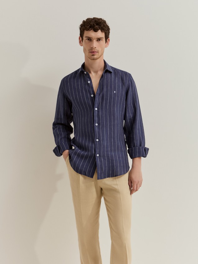 Camisa slim fit em linho