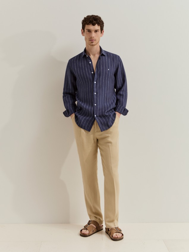 Camisa slim fit em linho