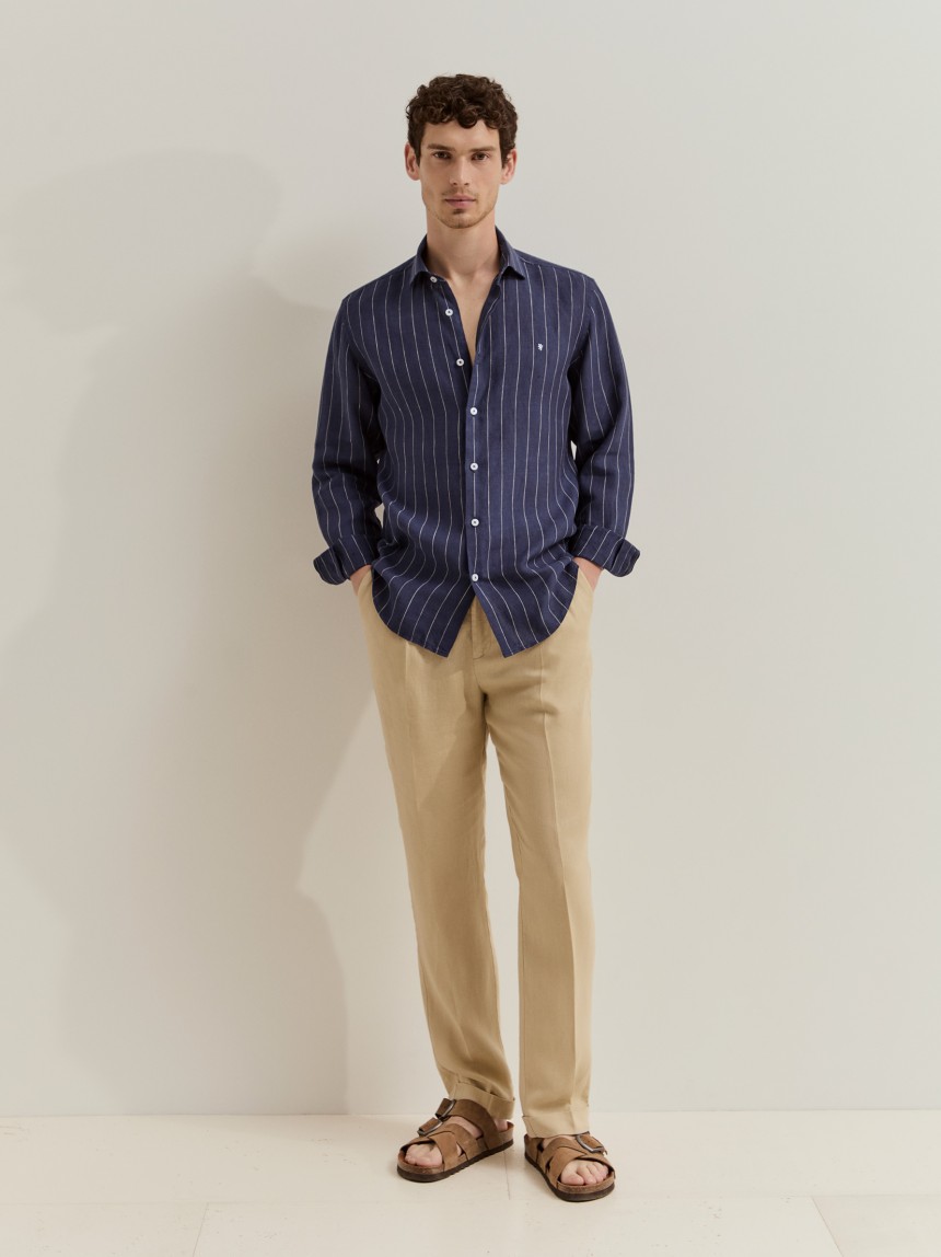 Camisa slim fit em linho