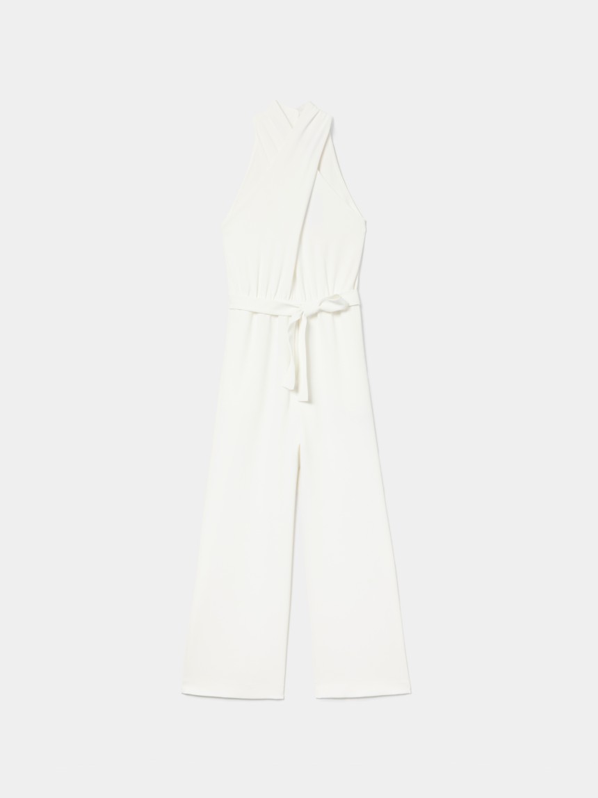 Jumpsuit with crossover neckline