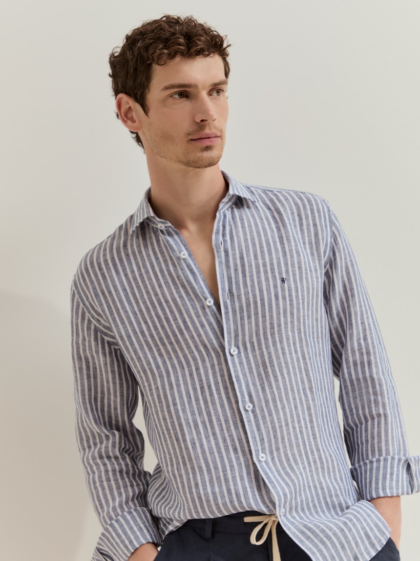 Camisa slim fit em linho