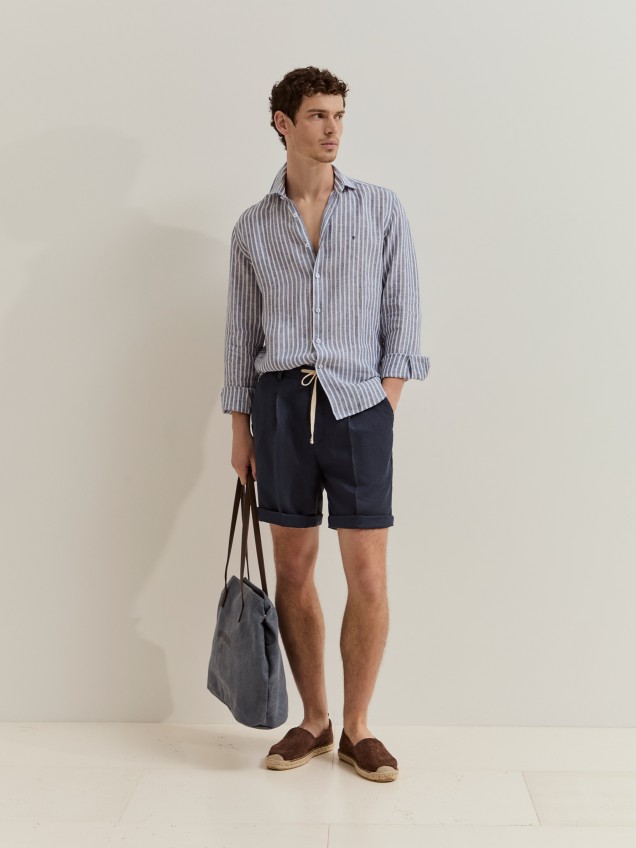 Camisa slim fit em linho