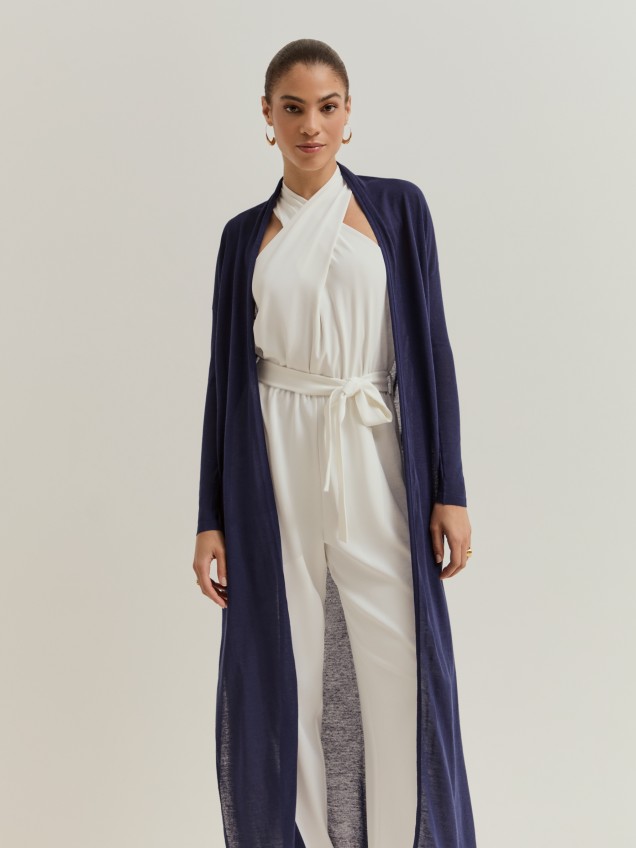 Long knitted cardigan